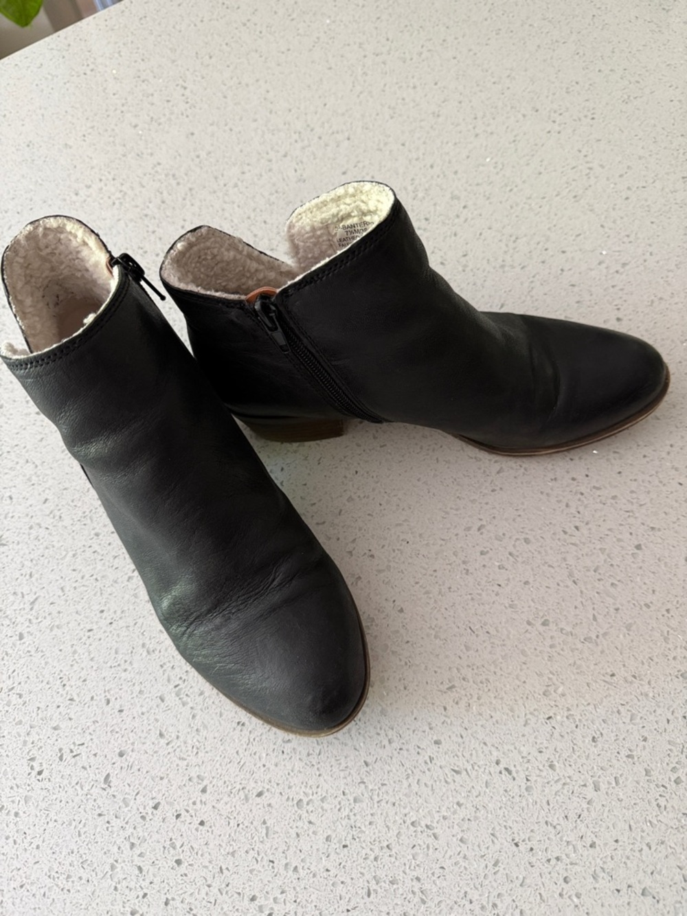Lucky Brand Black Leather Ankle Booties with Side Zip